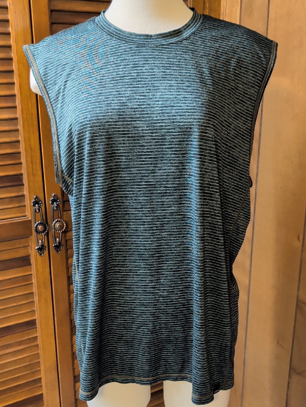 Prana Breathe Heathered Black & Light Gray Performance Tank Top Muscle Shirt